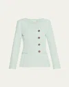 Anna Quan Vera Button-down Crinkled Jacquard Jacket In Pistachio