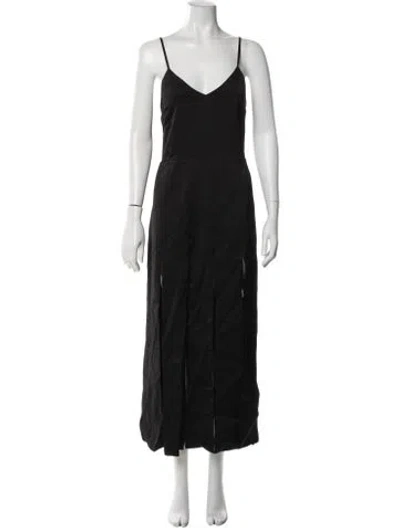 Pre-owned Anna Quan V-neck Long Dress In Black