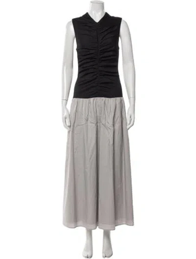 Pre-owned Anna Quan V-neck Long Dress In Black