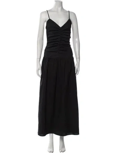 Pre-owned Anna Quan V-neck Long Dress In Black