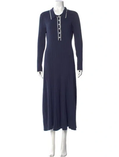 Pre-owned Anna Quan V-neck Long Dress In Blue