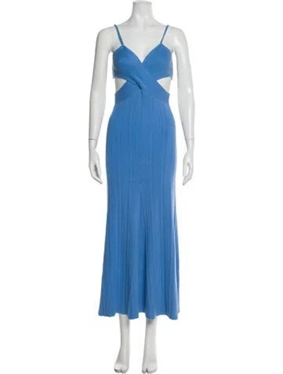 Pre-owned Anna Quan V-neck Long Dress In Blue