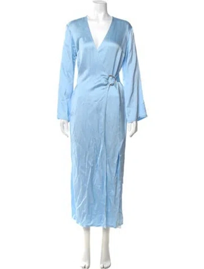 Pre-owned Anna Quan V-neck Long Dress In Blue