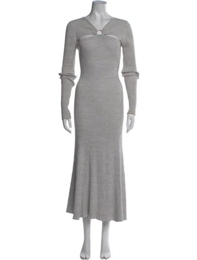 Pre-owned Anna Quan V-neck Long Dress In Gray