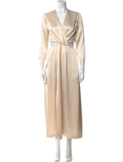 Pre-owned Anna Quan V-neck Long Dress In Neutral