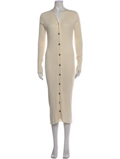 Pre-owned Anna Quan V-neck Long Dress In Neutral