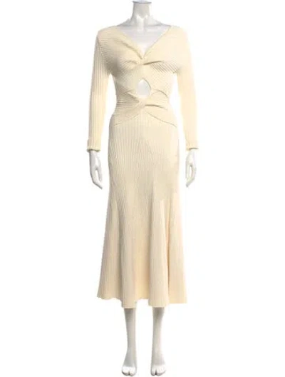 Pre-owned Anna Quan V-neck Long Dress In Neutrals