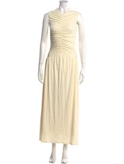 Pre-owned Anna Quan V-neck Long Dress In Neutrals