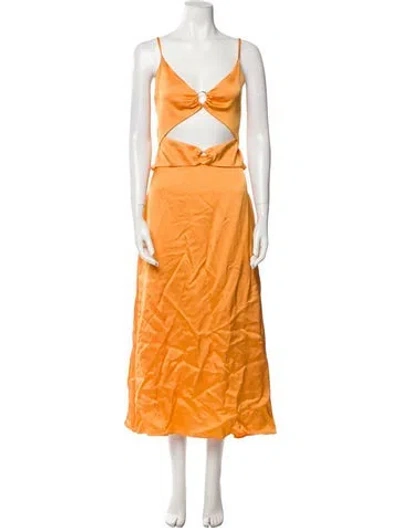 Pre-owned Anna Quan V-neck Long Dress In Orange