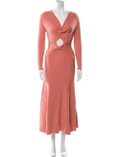 Pre-owned Anna Quan V-neck Long Dress In Pink