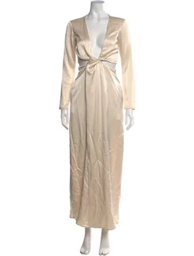 Pre-owned Anna Quan V-neck Long Dress W/ Tags In Neutrals