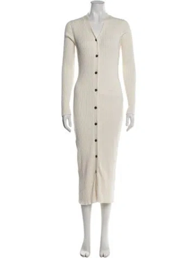 Pre-owned Anna Quan V-neck Long Dress In White