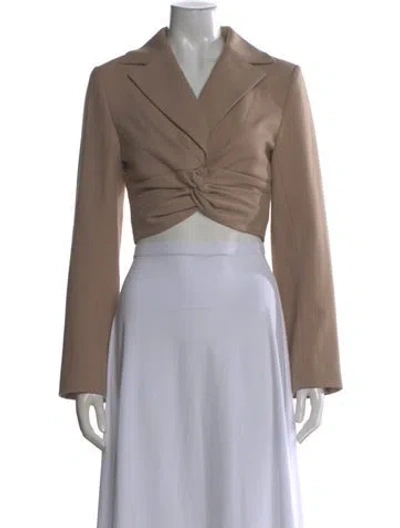 Pre-owned Anna Quan V-neck Long Sleeve Crop Top In Neutral