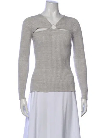 Pre-owned Anna Quan V-neck Long Sleeve Top In White