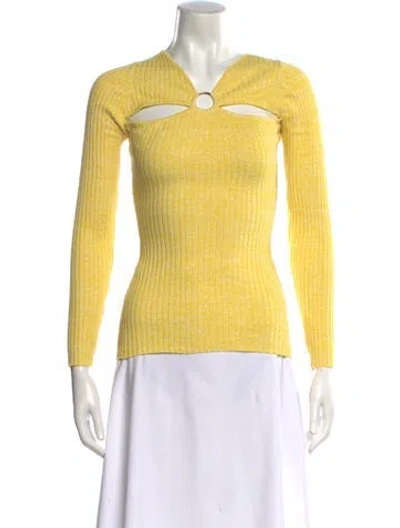 Pre-owned Anna Quan V-neck Long Sleeve Top In Yellow