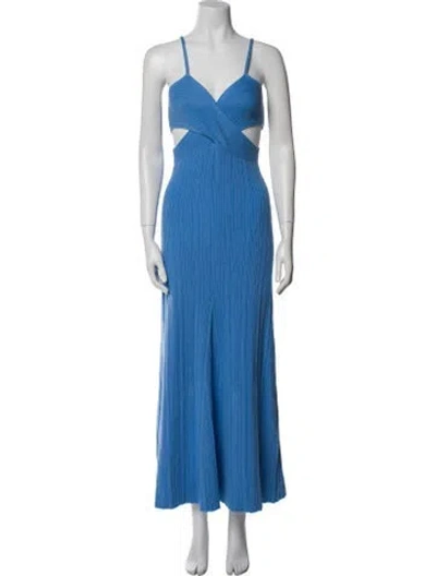Pre-owned Anna Quan V-neck Midi Length Dress In Blue