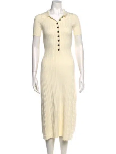 Pre-owned Anna Quan V-neck Midi Length Dress In Neutral