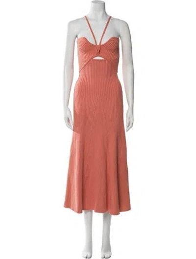 Pre-owned Anna Quan V-neck Midi Length Dress In Pink