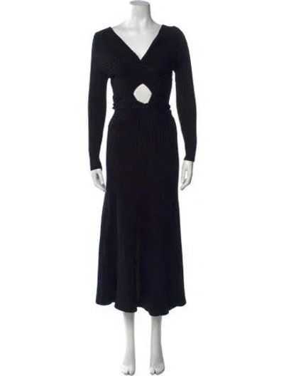 Pre-owned Anna Quan V-neck Midi Length Dress W/ Tags In Black