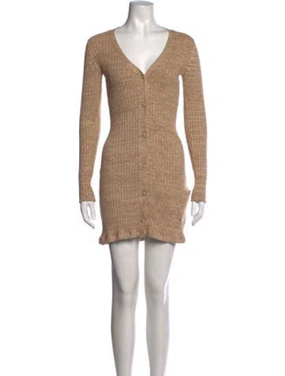 Pre-owned Anna Quan V-neck Mini Dress In Neutrals