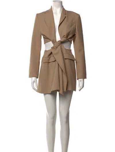 Pre-owned Anna Quan V-neck Mini Dress W/ Tags In Neutrals