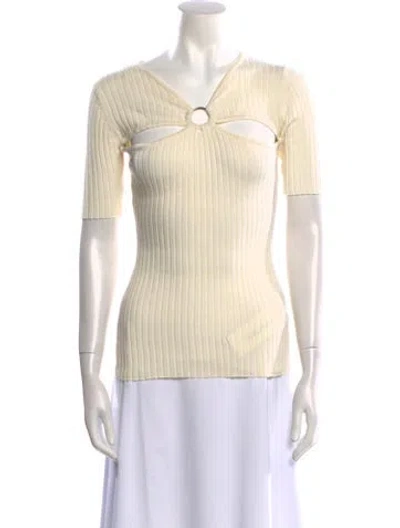 Pre-owned Anna Quan V-neck Short Sleeve Top In Neutral