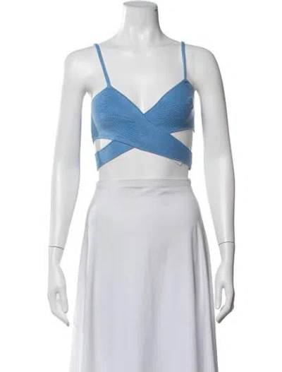 Pre-owned Anna Quan V-neck Sleeveless Crop Top In Black
