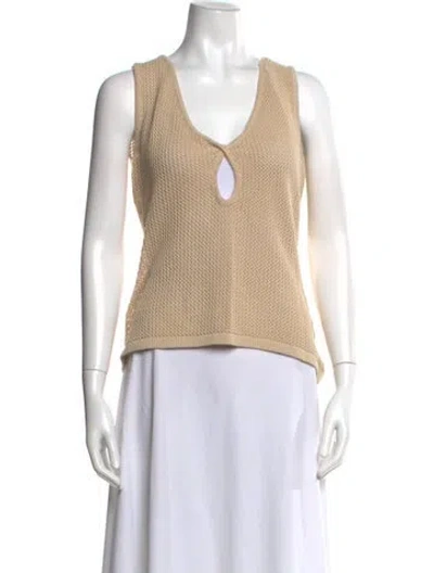 Pre-owned Anna Quan V-neck Sleeveless Top W/ Tags In Neutral