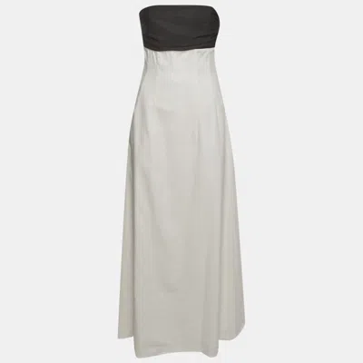 Pre-owned Anna Quan White/black Cotton Strapless Marcia Dress S