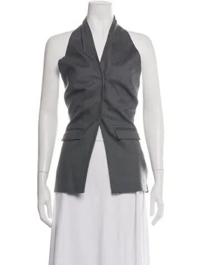 Pre-owned Anna Quan Wool Halterneck Top In Gray