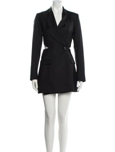 Pre-owned Anna Quan Wool Mini Dress In Black