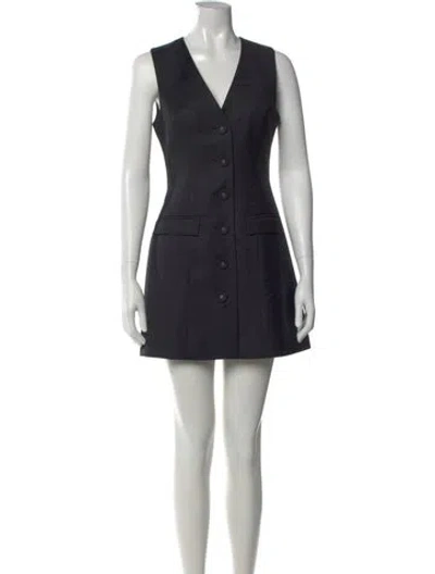 Pre-owned Anna Quan Wool Mini Dress In Black