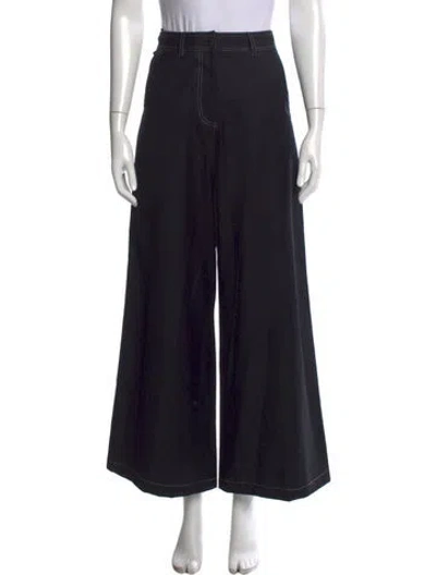Pre-owned Anna Quan Wool Wide Leg Pants In Black