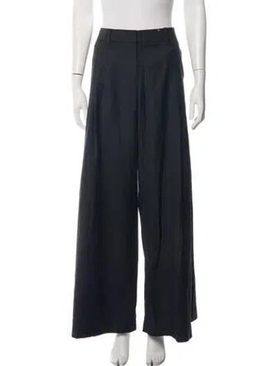 Pre-owned Anna Quan Wool Wide Leg Pants In Black