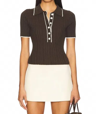 Anna Quan Zora Button Top In Carob In Brown