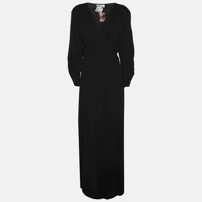 Pre-owned Anna Scholz Black Silk Double Wrap Dress Xxl