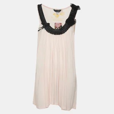 Pre-owned Anna Scholz Light Pink/black Jersey Sleeveless Tops Xl