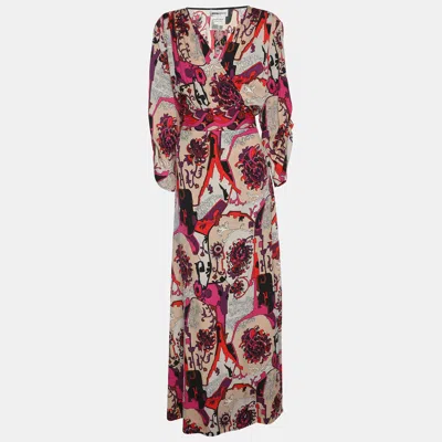 Pre-owned Anna Scholz Multicolor Stretch Silk Paisley Print Wrap Maxi Dress Xxl