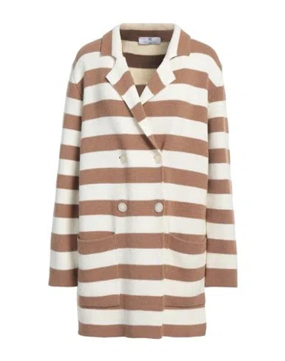 Anna Seravalli Woman Cardigan Camel Size 4 Merino Wool, Viscose, Polyamide, Cashmere In Beige