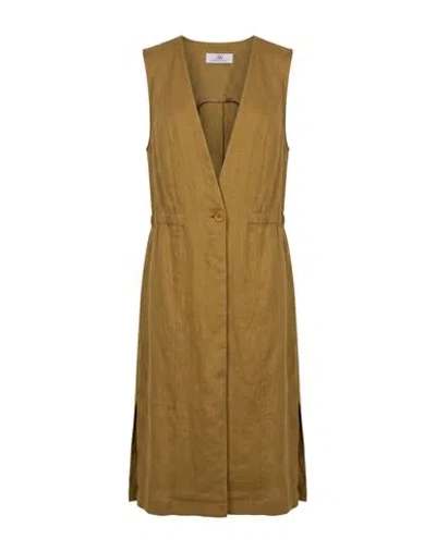 Anna Seravalli Woman Overcoat & Trench Coat Khaki Size 8 Linen In Beige