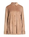 Anna Seravalli Woman Shirt Camel Size 8 Viscose