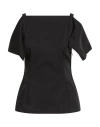 Anna Seravalli Woman Top Black Size 10 Cotton, Polyamide, Elastane
