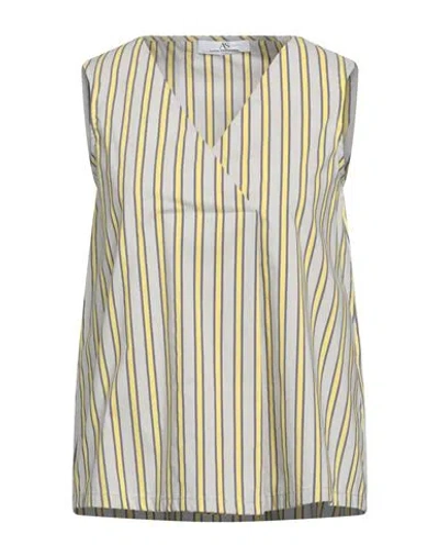 Anna Seravalli Woman Top Light Grey Size 4 Cotton, Polyamide, Elastane
