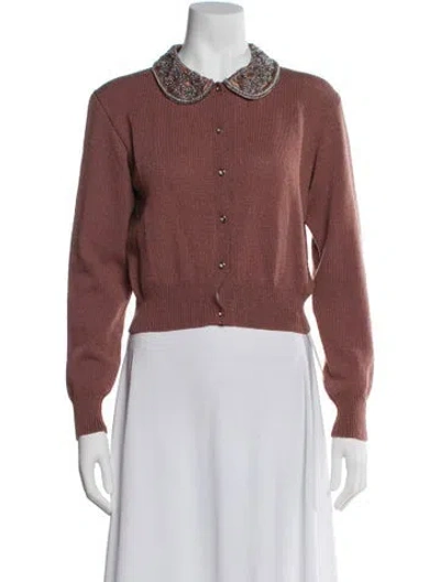 Pre-owned Anna Sui 1990's Virgin Wool Sweater In Pink