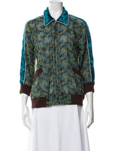 Pre-owned Anna Sui 2010's Floral Print Jacket In Brown/green