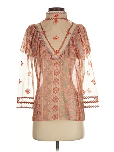 Pre-owned Anna Sui 3/4 Sleeve Blouse In Orange