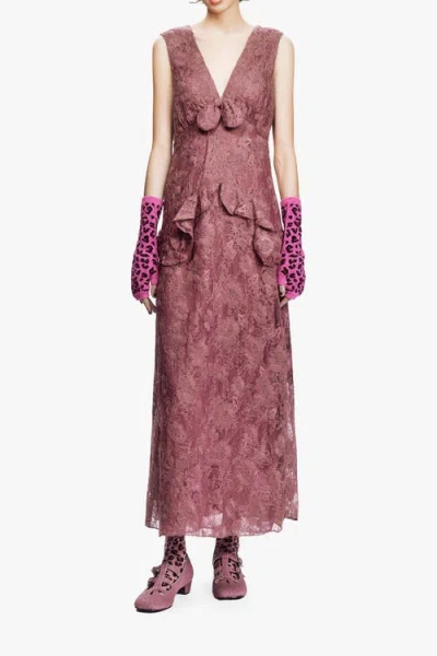 Anna Sui 3d Lace Maxi Dress In Brown