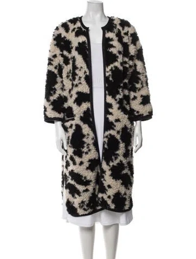 Pre-owned Anna Sui Animal Print Coat In Black