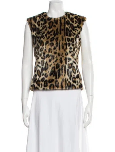 Pre-owned Anna Sui Animal Print Crew Neck Top In Multi