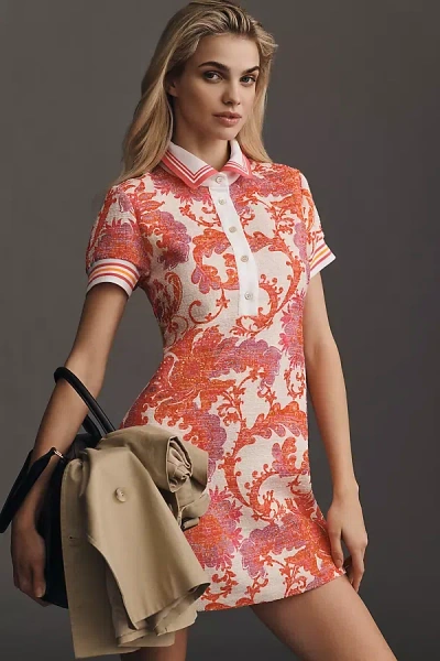 Anna Sui Arabesque Cotton Linen Mini Dress In Orange